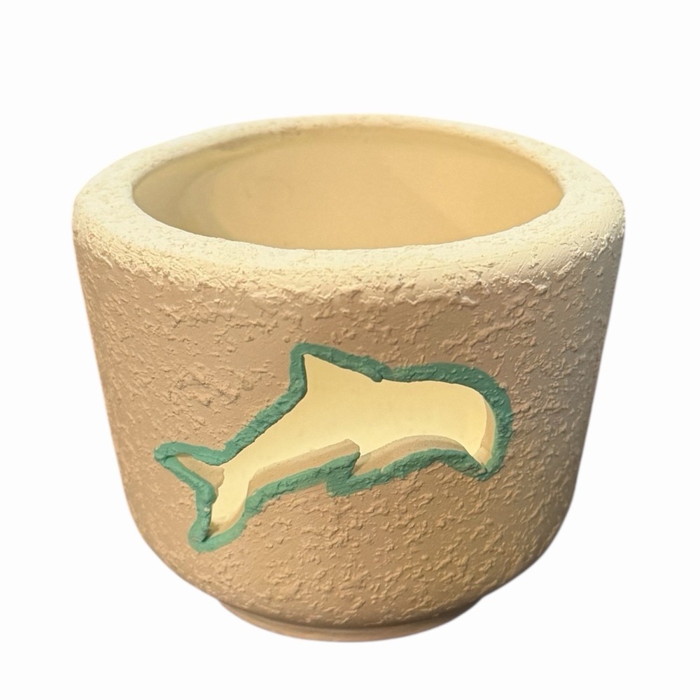 Textured Ceramic Candle‎ Holder with Dolphin Cutout Votive